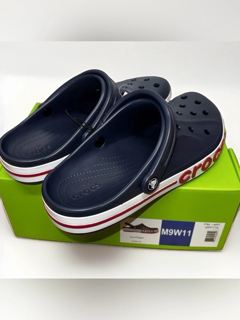 Crocs Bayaband M7-W9,  Color:Navy/Pepper , Slip-On Paisley Band 205089-4CC NWT